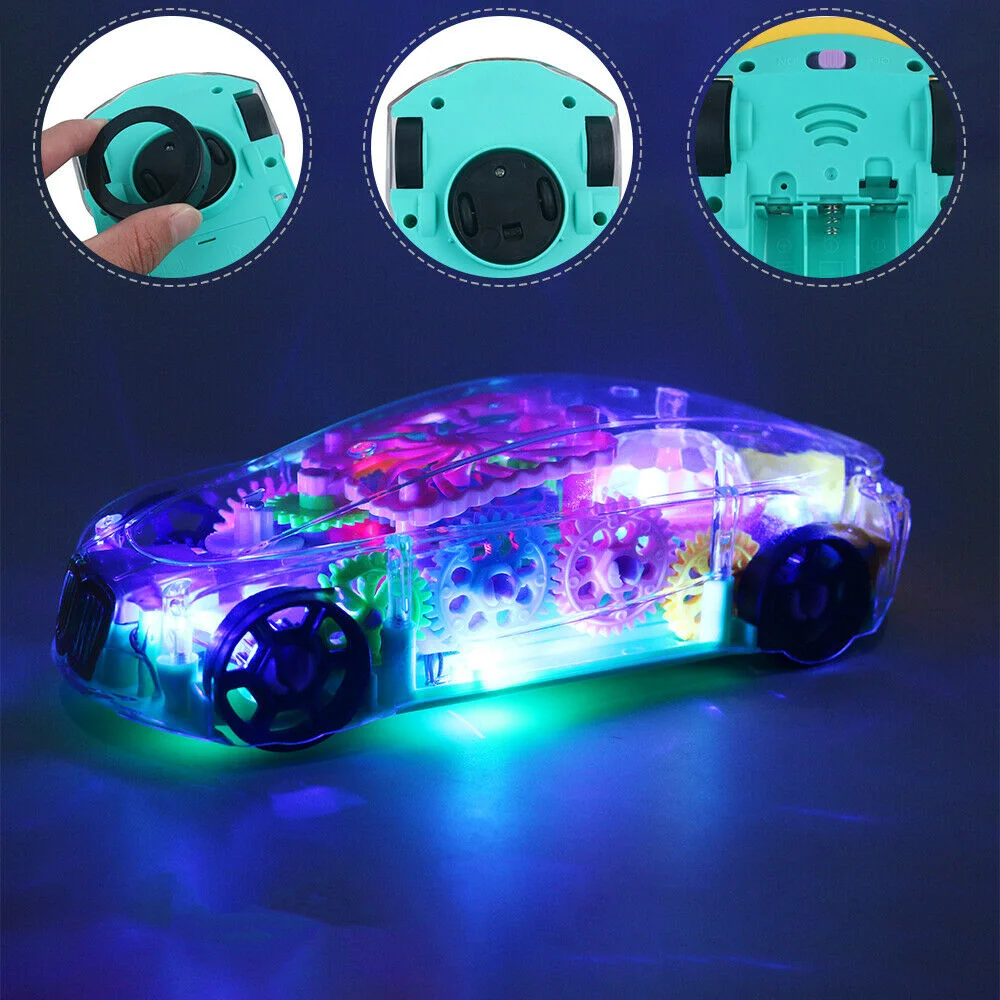 

Mini Electric Transparent Concept Gear Bus Car With Music Funny Interactive Model Early Education Vehicle Gift Toys for children