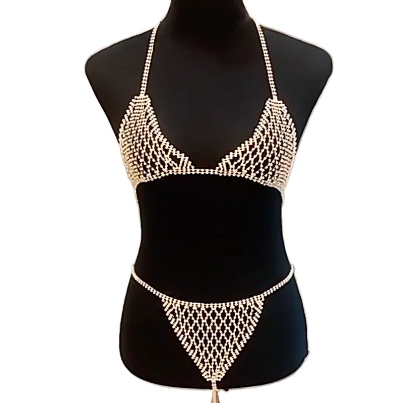 

Ladies Underwear 2022European and American Alternativeclothingbody Chain Rhinestones Sexy Bikini Set 2 Pieces New Panties Exotic