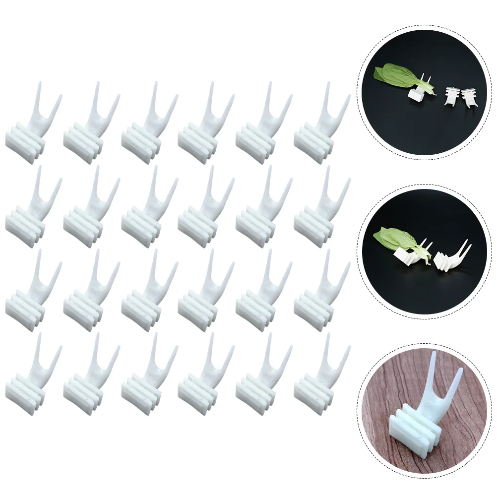 

50 Pcs Pet Food Holder Fixed Forks Parakeet Cage Accessories Bird Parrot Fruit Skewer Small Plastic Feeder Tool