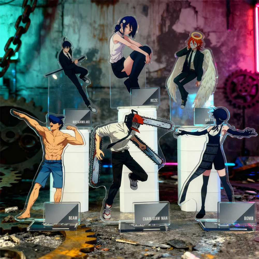 Фото Акриловая подставка Chainsaw Man 15 см с двумя слотами, фигурка для настольного декора, коллекционная модель для фанатов аниме, подарок №2