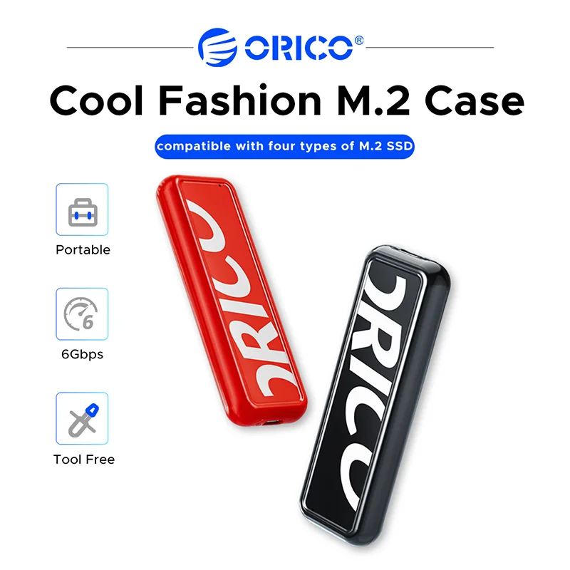 Фото Корпус для жесткого диска ORICO M.2 SATA, USB3.1 Gen2 Type-C, 6 Гбит/с, портативный корпус для SSD, алюминиевый, с охлаждением, без инструментов, для SSD 2230-2280 №1