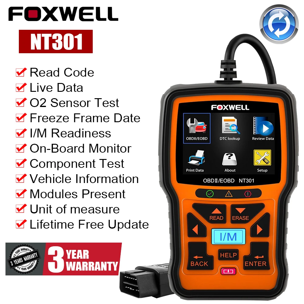 Автомобильный профессиональный диагностический сканер FOXWELL NT301 инструмент PK ELM327