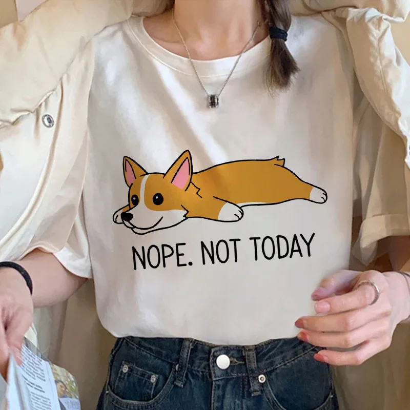 

2021 New Women T-shirts Casual Vouge Puppy cartoon print Tops Tee Summer Female Tee Short Sleeve Hipster T shirt