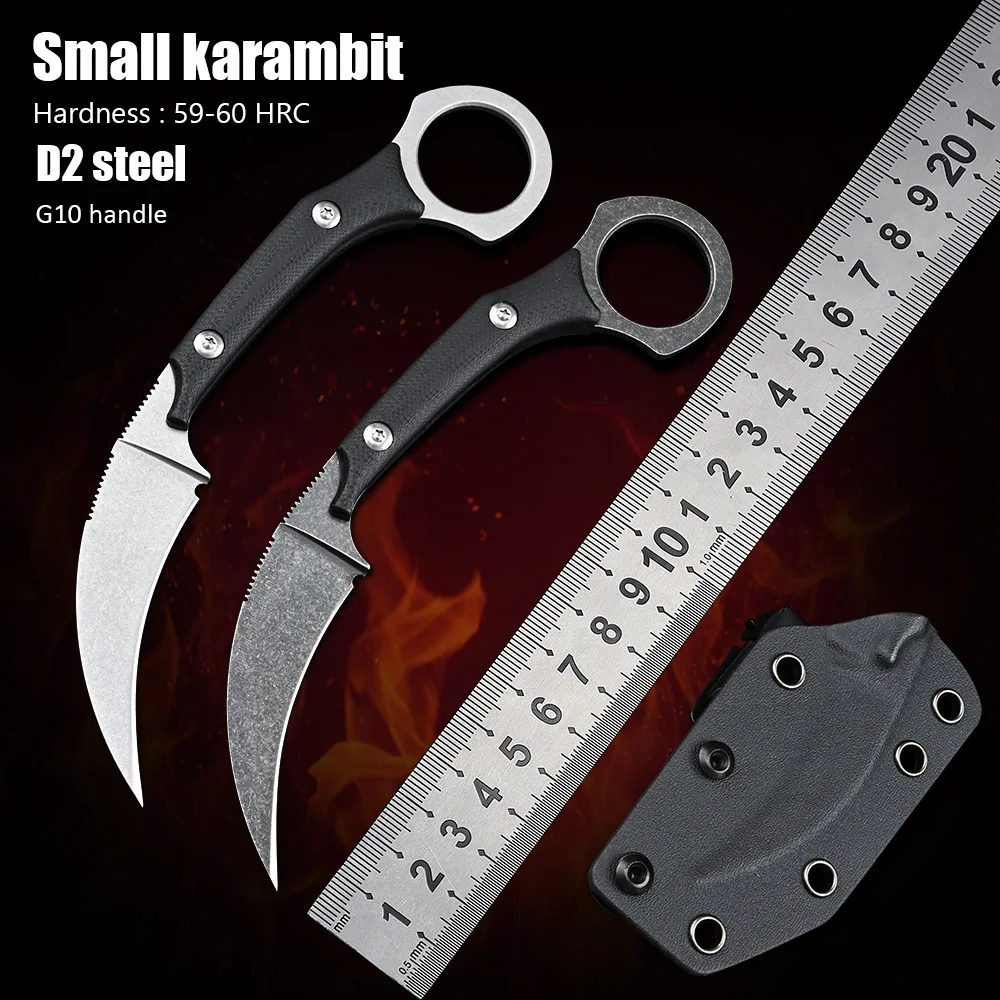 

G10 Material Handle Outdoor Hunting D2 Steel Tactical EDC Tool Camping Utility Self Defense Karambit Knife CS GO