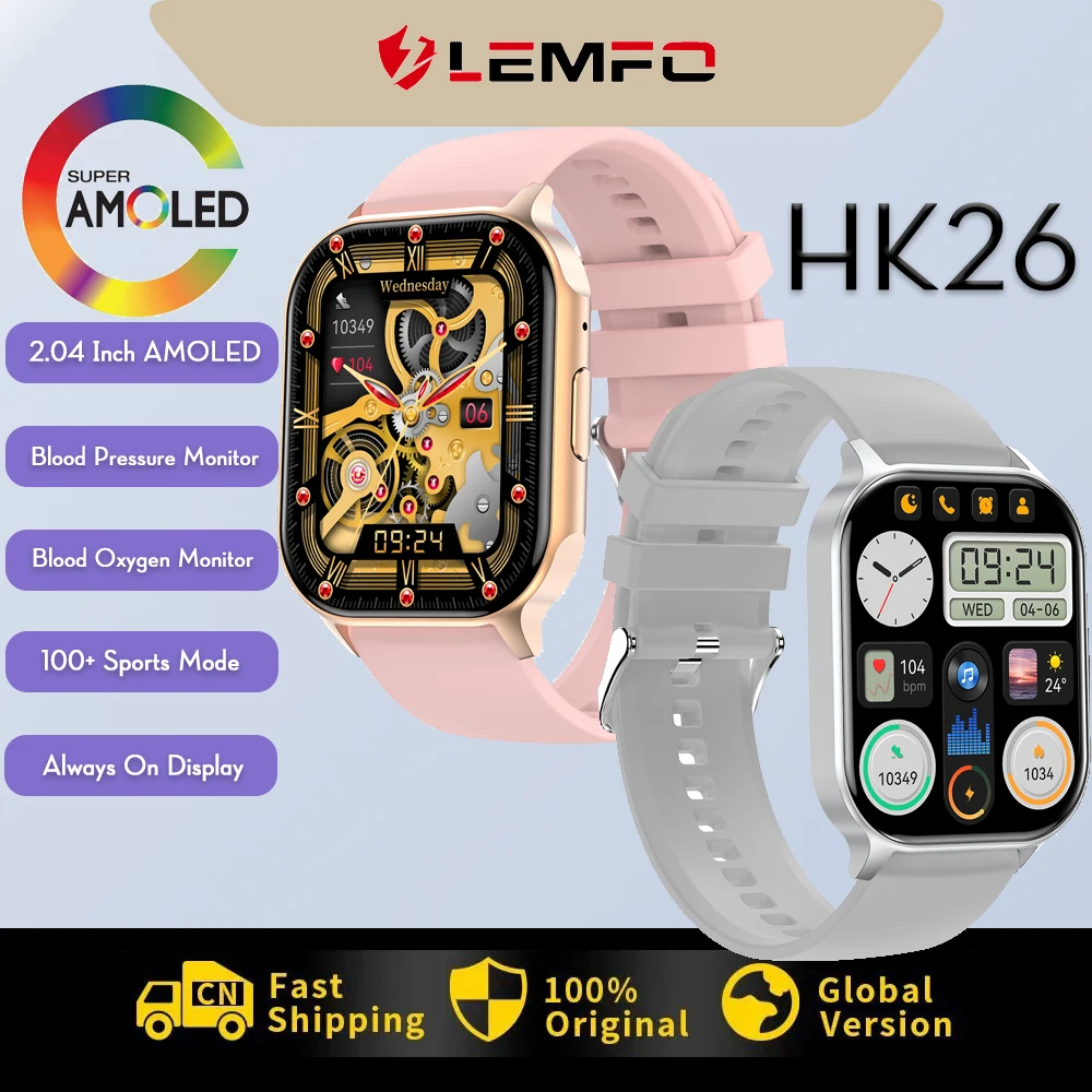 

LEMFO HK26 Smart Watch 2.04 Inch AMOLED Men Women Bluetooth Call Sport Smartwatch 2023 Health Monitor IP67 Waterproof PK Ultra 8