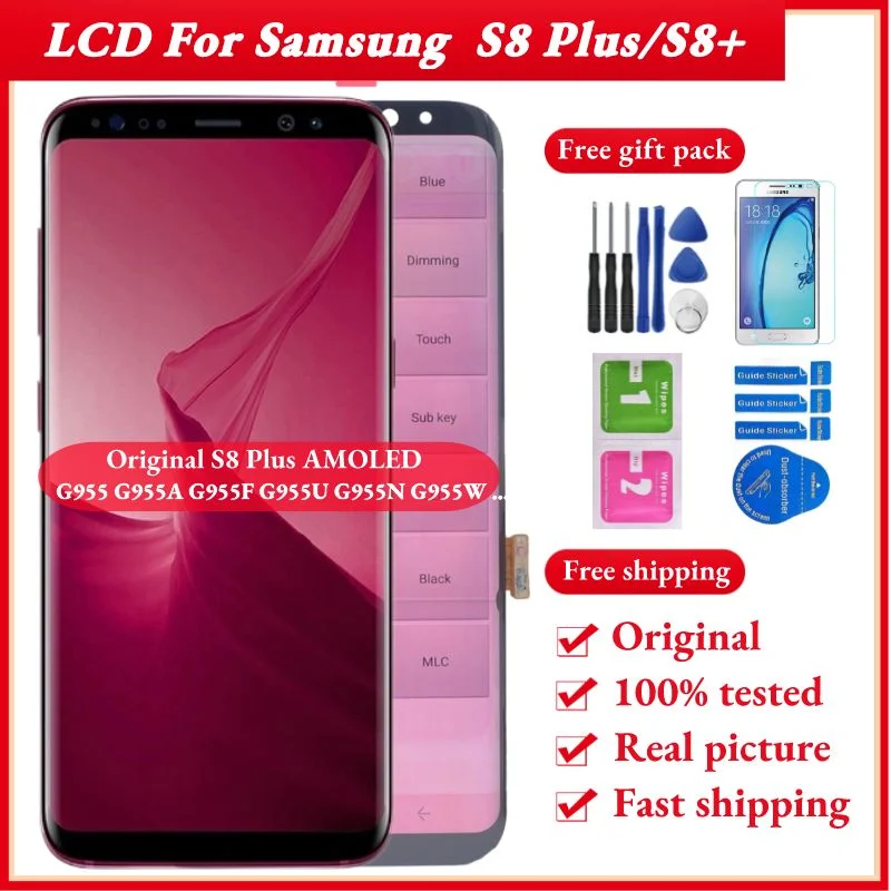 

AMOLED оригинальный S8 + экран для Samsung Galaxy S8 Plus дисплей с рамкой 6,2 "G955 дисплей сенсорный экран дигитайзер в сборе