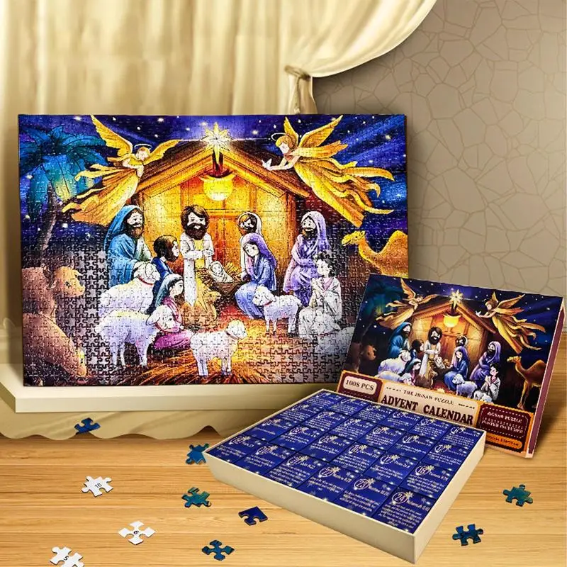 

Christmas nativity advent calendar puzzle 2023 Jigsaw Puzzles 24 Days Countdown to Christmas Puzzle for Kids Home Decoration