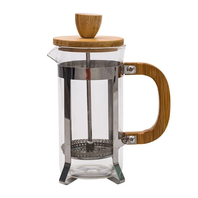 

French Press Eco-Friendly Bamboo Cover Coffee Plunger Tea Maker Percolator Filter Press Coffee Kettle Pot Glass Teapot Home Use