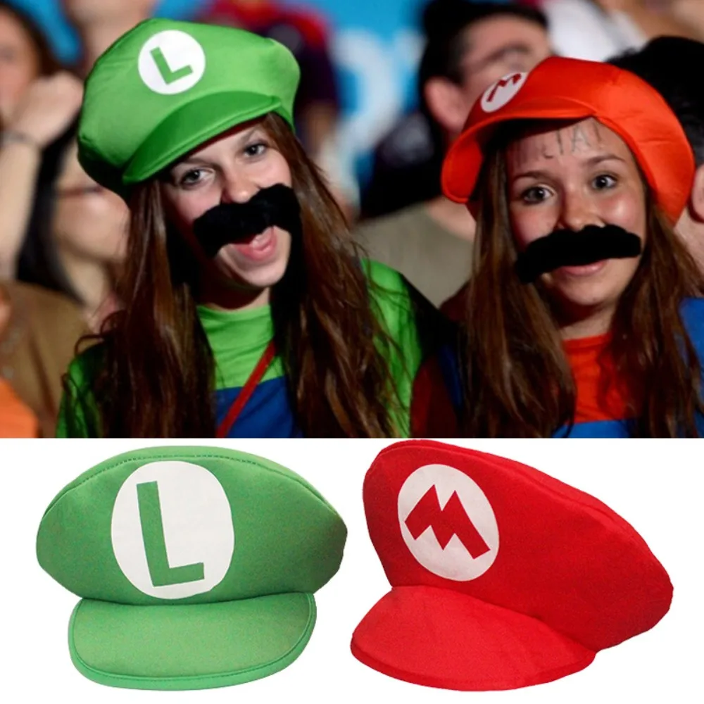 

Anime Super Mario Bros Hat with Mustache Luigi Hat Classic Game Unisex Children Adult Baseball Cap Shade Sun Cap Halloween Gifts