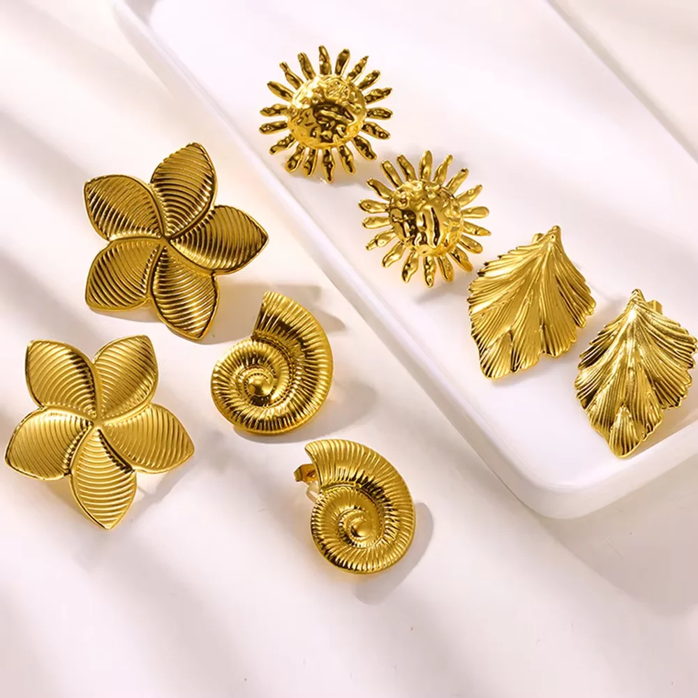 Женские серьги-гвоздики из нержавеющей стали золотистые серьги неправильной