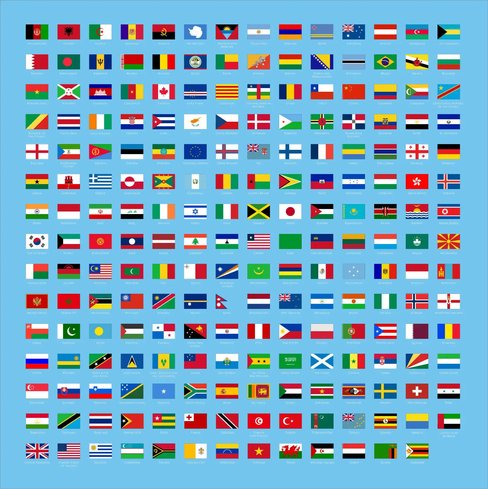 

WORLD Flag School Art Film Print Silk Poster Home Wall Decor 24x36inch