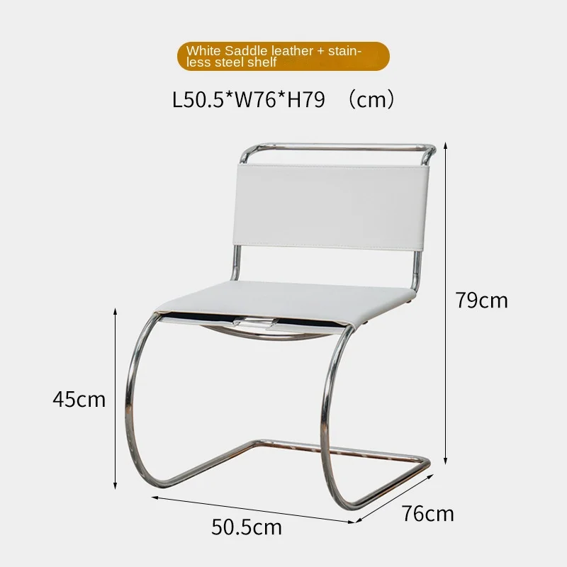 

Кожаное обеденное кресло средней длины, старинный минималистичный кожаный стул из нержавеющей стали, спинка в стиле Ins