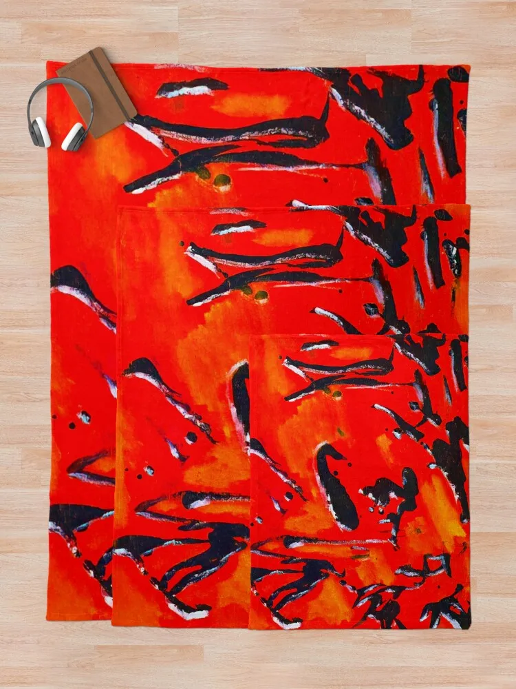 Красная абстрактная композиция - Art Informel сюрреализм Henri Michaux Vibante Edition Плед Диван