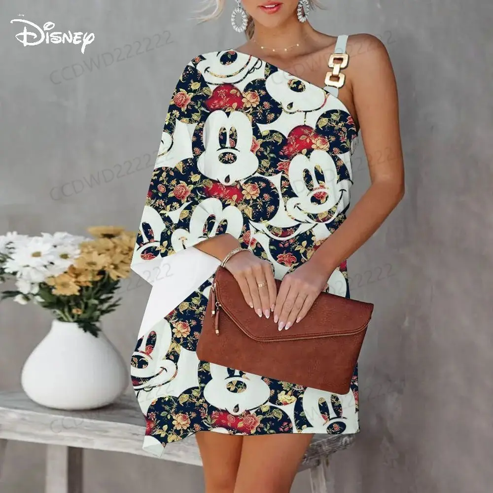 Disney Party Dresses Dress Minnie Mouse Diagonal Collar One-Shoulder Mickey Elegant Women Evening Luxury Prom 2023 Sexy Collar