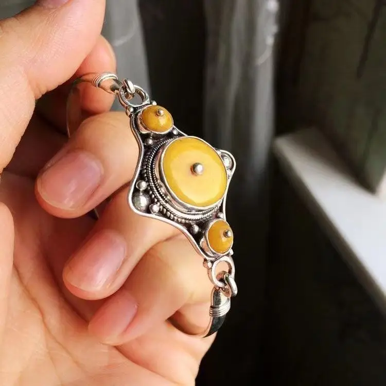 

Браслет ручной работы в непальском ретро-стиле под старину, Желтый Турмалин, лунный камень, браслет со звездами