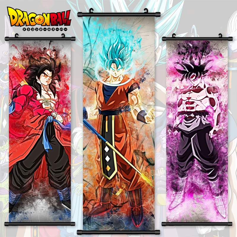 Home Decor Dragon Ball Canvas Goku Picture Poster Whis Print Wall Art Majin Buu Scroll Hanging Anime Painting Bedside Background