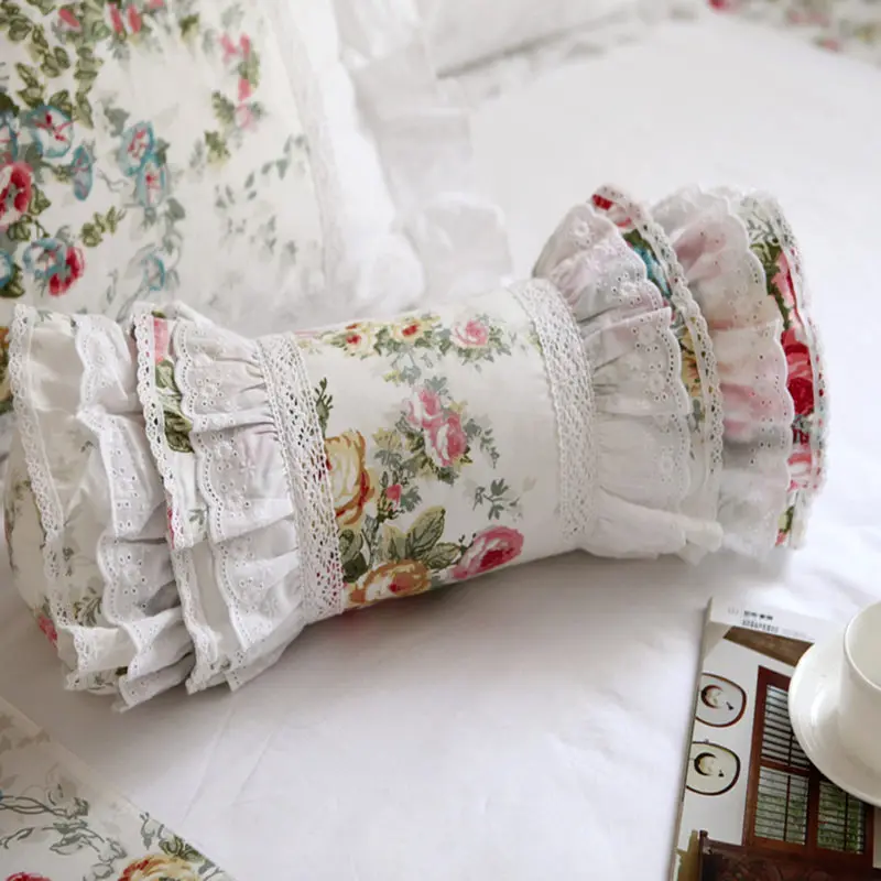 

Pastoral print candy cushions home decor ruffle layer lace decorative princess throw pillows elegant bedding sofa cushion cover