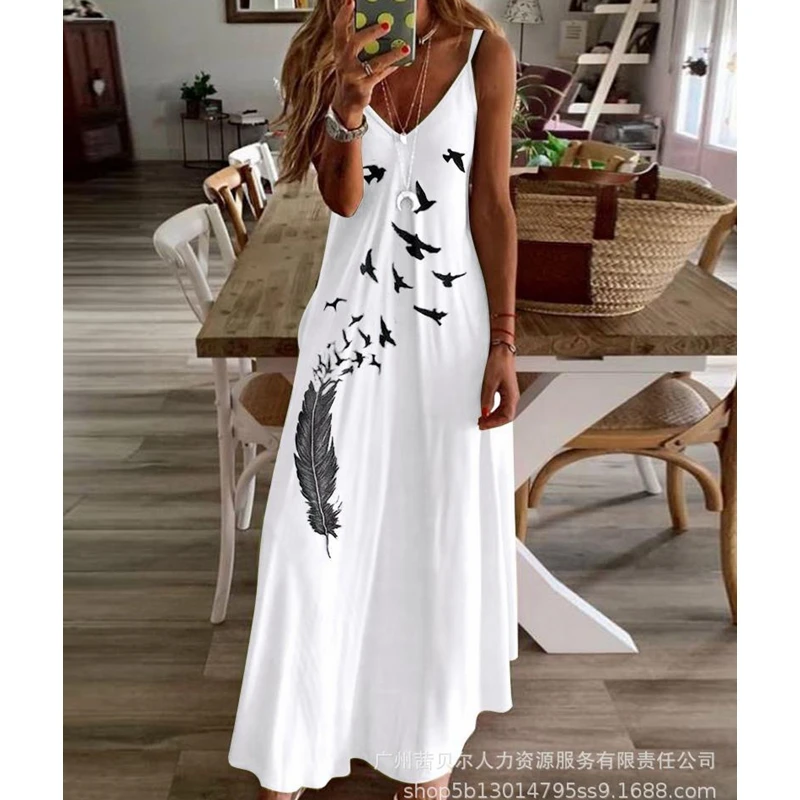 

Spring Summer Ombre Print V-Neck Spaghetti Strap Maxi Dress Women High Waist Long Floor Length Dress Sleeveless