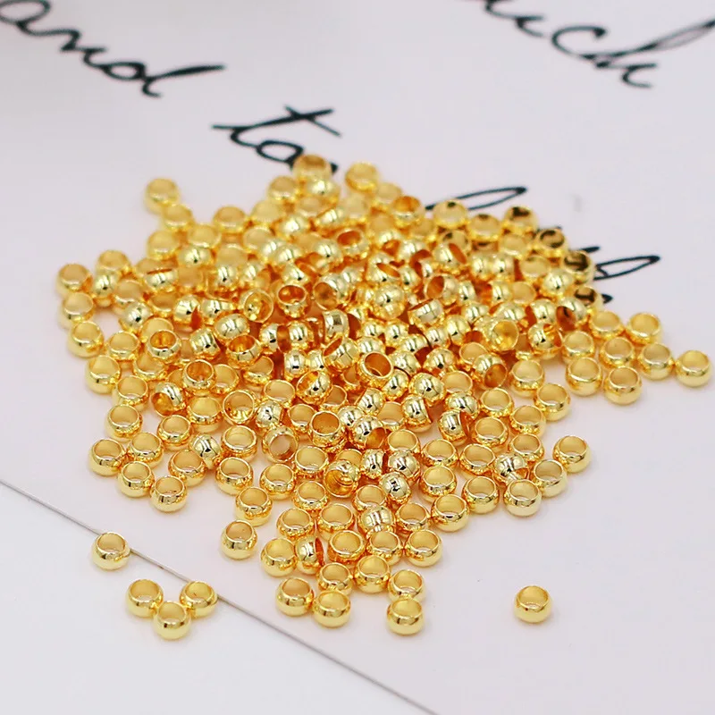 Round Crimp Beads End Stoppers Copper Gold Color Plated Jewelry Findings Closed Diy Bracelet Necklace Accessories Wholesale
