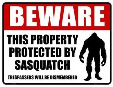 Losea Beware This Property Protected by Sasquatch Ретро Винтаж Металлическая Оловянная Вывеска