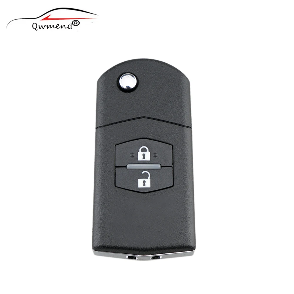 

Флип-чехол QWMEND для Mazda 3 5 6, складной автомобильный брелок, с держателем аккумулятора, необработанное лезвие, 2/3 кнопки