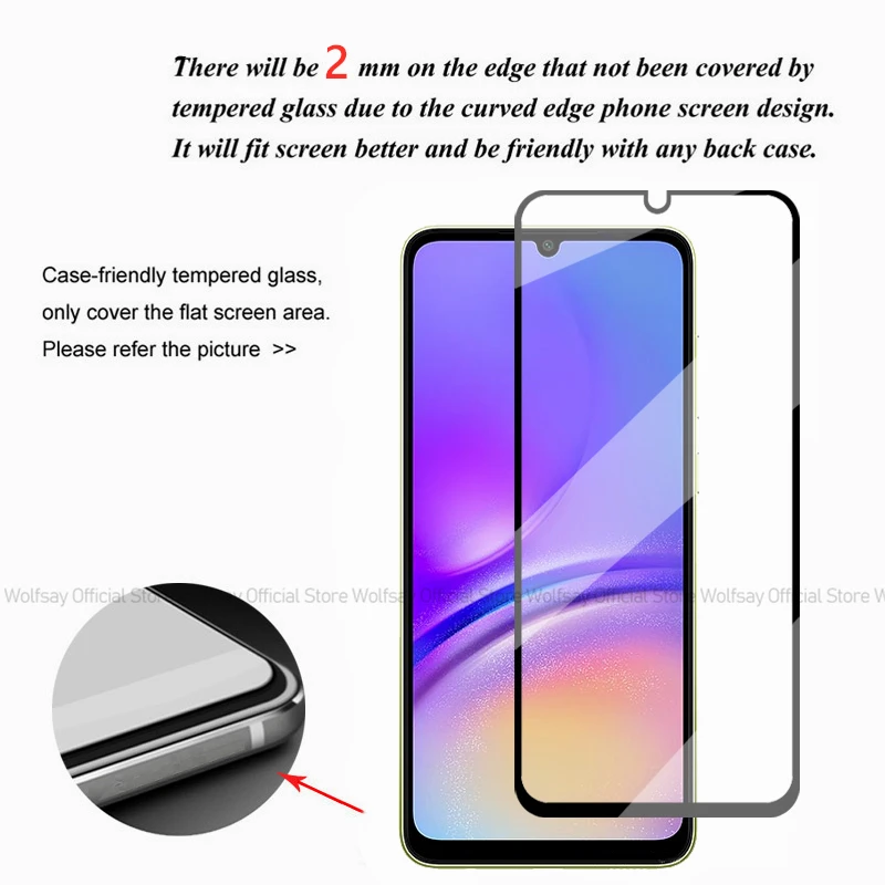 Полностью клеевое стекло для Samsung Galaxy A05 Защитное экрана A05S A15 A25 A35 защитная пленка
