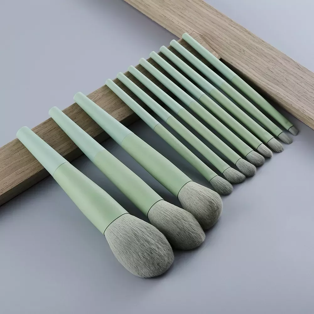 

NEW2023 11/8pcs Natural Hair Green Makeup Brushes Foundation Powder Eyeshadow Eyebrow Brush Set Cosmetic Tool Profesional Maquil