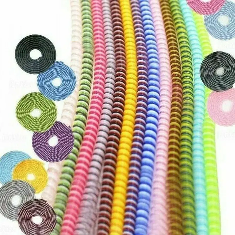 

1.4m Color phone Wire Cord Rope Protecto Anti-break spring protection rope for USB Charging Cable Earphone Data Bobbin Winder