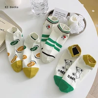 new kawaii panda bear short socks cotton harajuku female summer thin fashion japanese original college style print women socks
