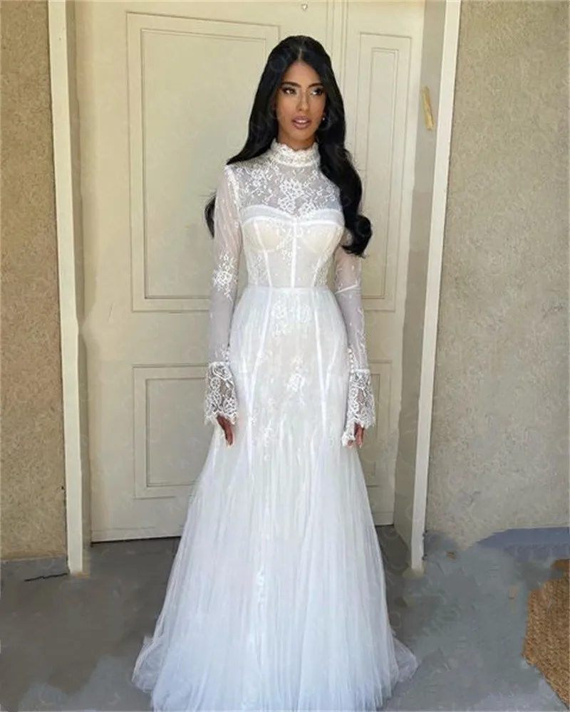 

Новинка 2024, женские свадебные платья, кружевные свадебные платья с расклешенными рукавами, свадебные платья для невесты, женские платья из Израиля, Аманда, Новинка