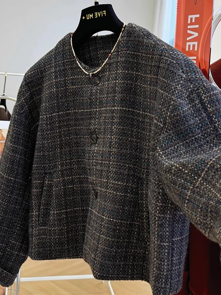 Chubby Girl Extra Large вес 50 00 кг изящная твидовая короткая шерстяная куртка во