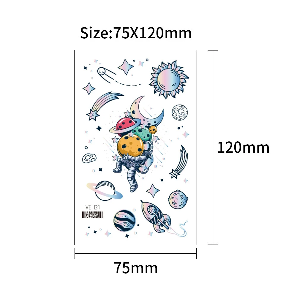 VeeCharm-Гоночная машина мейка космос единорог временные татуировки для детей