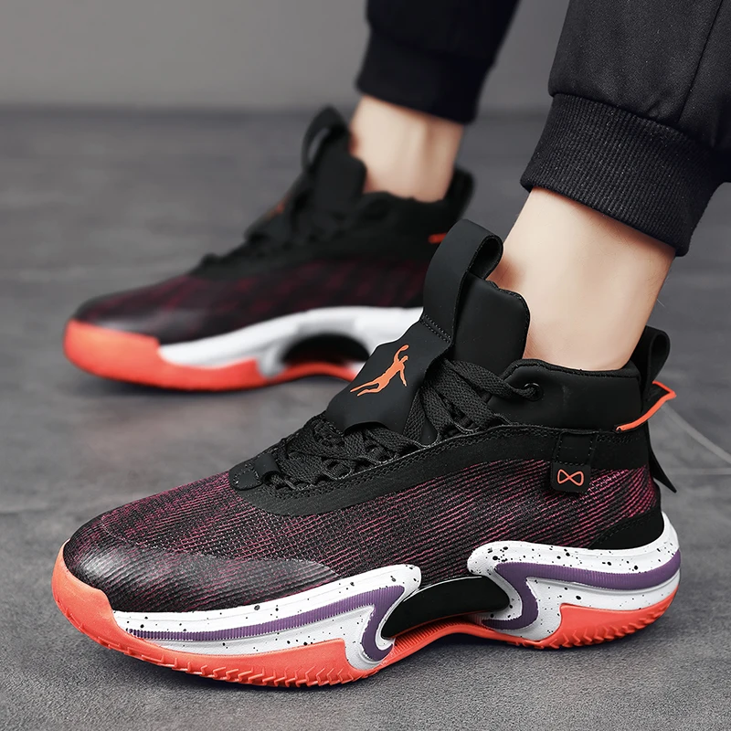 Men's basketball shoes Men's retro basketball shoes Breathable trend lace-up high top sneakers men's sneakers walking shoes