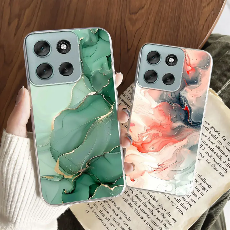 Фото Для Motorola Moto G56 G86 5G чехол силиконовый мягкий чехол для телефона Moto G86 MotoG56 G 86 2025 XT2529 мраморный цветочный прозрачный принт Funda №4