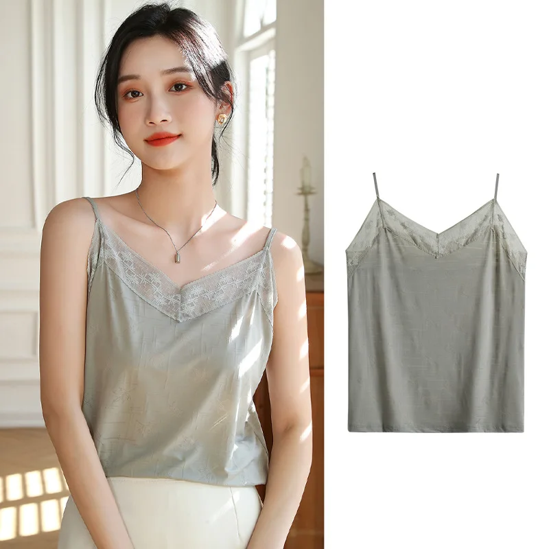 

Ladies Sleeveless Shirt Loose Camisole Women Lace T-Shirt Spring Summer Season V-Neck Tank Top Hot Girl Fashion Tank Top