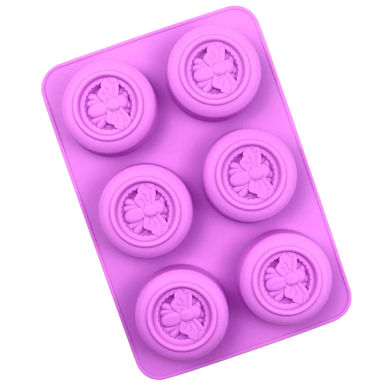 6 отверстий круглые силиконовые формы для мыла с узором в виде пчелы сделай сам