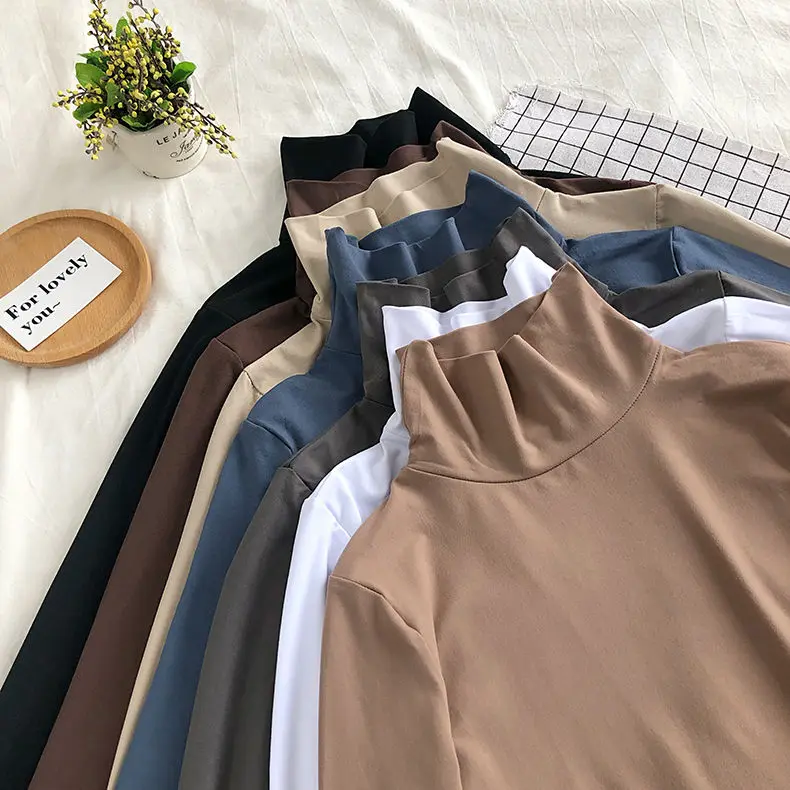 Женские футболки Женская водолазка зимняя футболка с длинным рукавом Женский