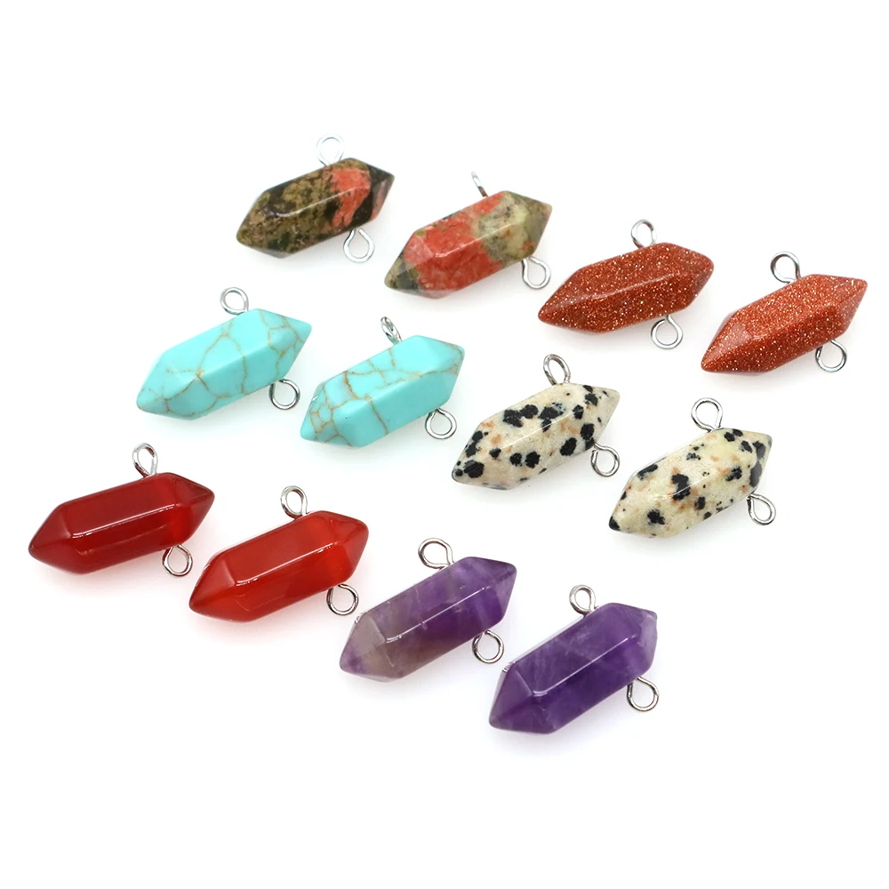 

20mm Mini Double-pointed Hexagonal Point Wand Natural Stone Healing Crystal Gemstone Craft For Making Pendant Jewelry Charm Gift