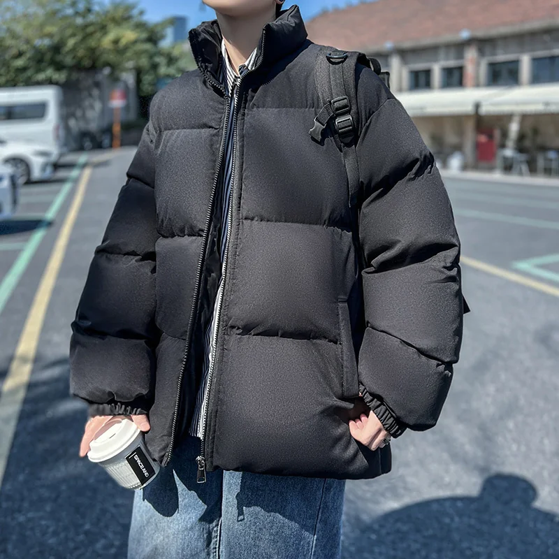 Winter Jacket Men Warm Fashion Brown Black Thickened Jacket Men Streetwear Korean Loose Thick Short Coat Mens Parker Clothes