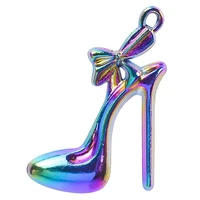 10pcs fashion high heels charm pendant accessory rainbow color jewelry making for women man gift necklace earring keychain bulk