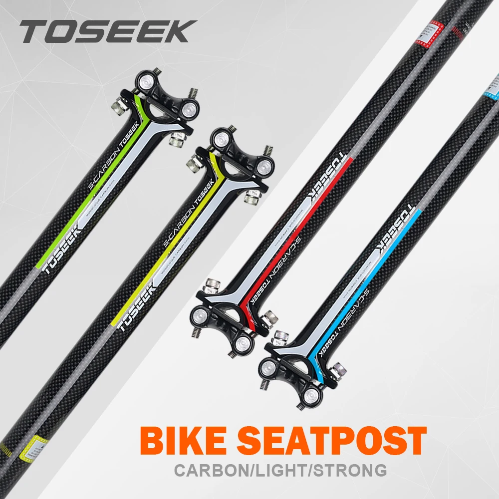 

TOSEEK Carbon Seatpost Bike Seatpost Bicycle Seat Post 248g Offset 0mm Diameter 27.2mm 30.8mm 31.6mm Red/Yellow/Blue/Green