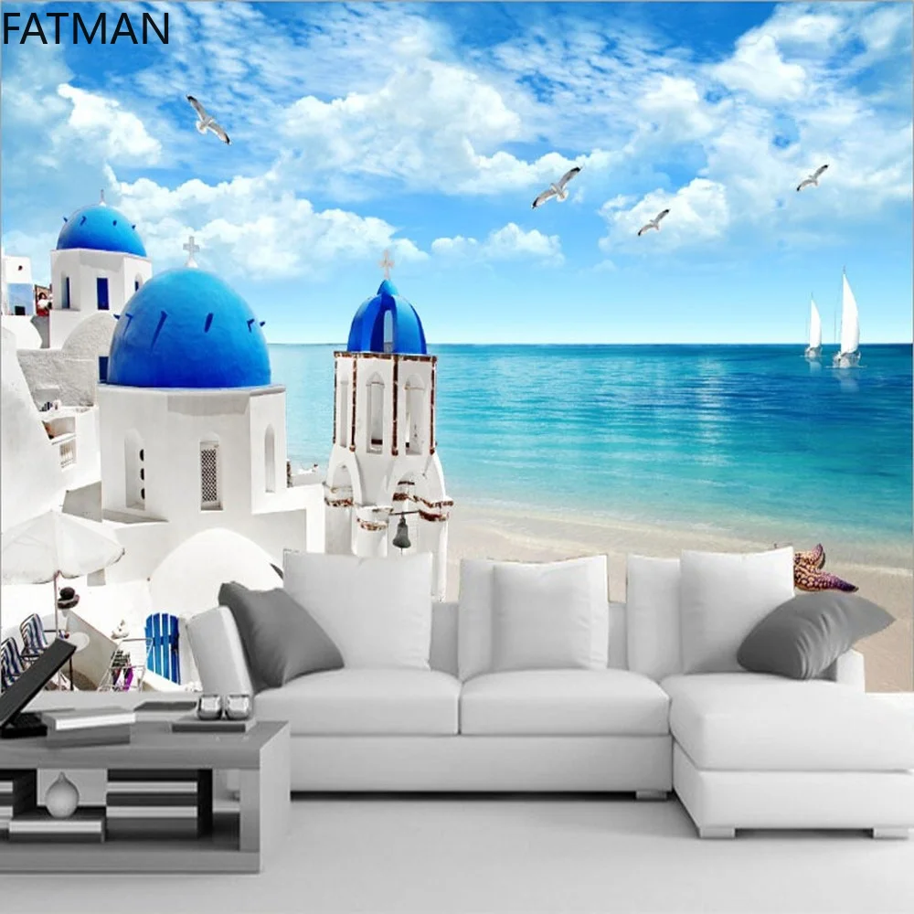 

3d обои FATMAN в европейском стиле, обои в европейском стиле, для Средиземноморского моря, гостиной, дивана, фона телевизора, водонепроницаемые ...