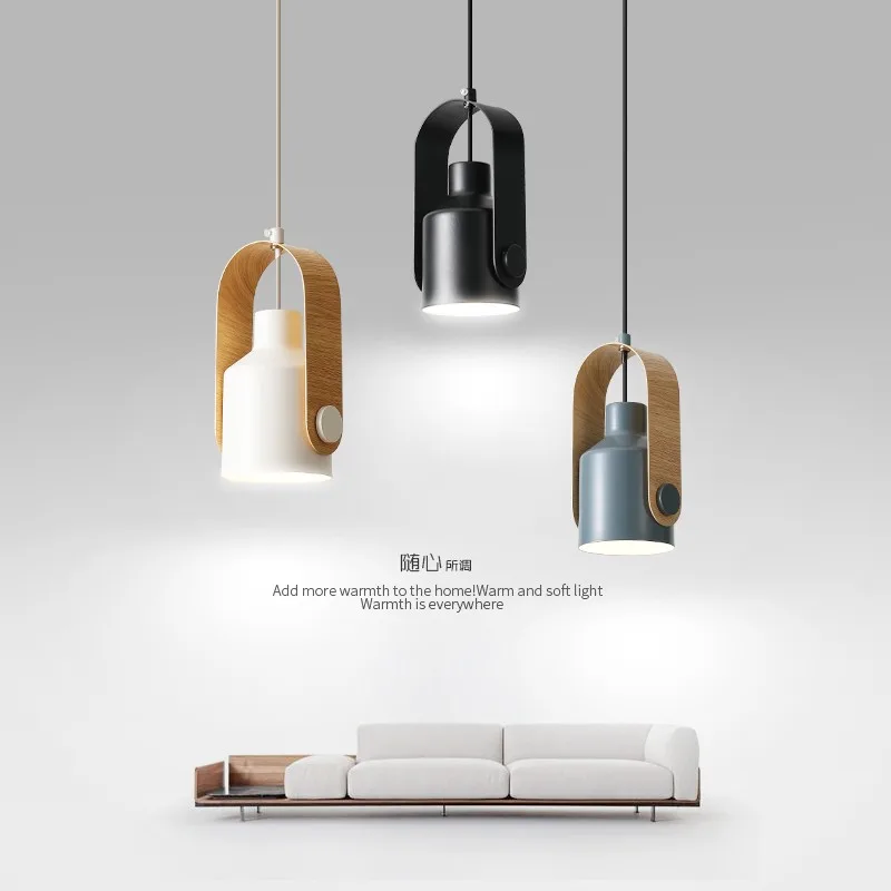 

Japanese Bedside Log Lamp Chandelier Modern Minimalist Bedside Lamp Nordic Creative Designer Retro Long Line Small Chandelier
