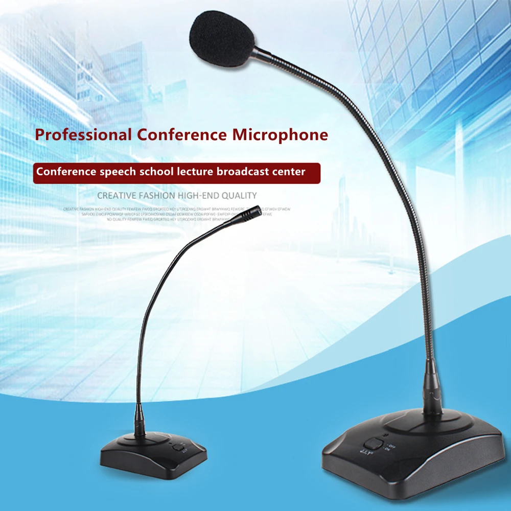 Gooseneck Microphone Professional Conference Center Mic Capacitive Broadcasting Flexible 360° High Sensitivity Wired 6.35mm Plug |