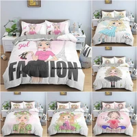 cartoon girl pattern bedding set luxury duvet cover set children bedroom decor home textile king twin double bedclothes 23pcs