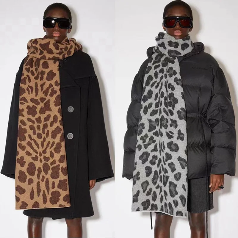 

Men Winter Scarves Designer Brand Wool Pashmina Leopard Cashmere Scarf Warm Female Shawls and Wraps Thicked Blanket Bufanda