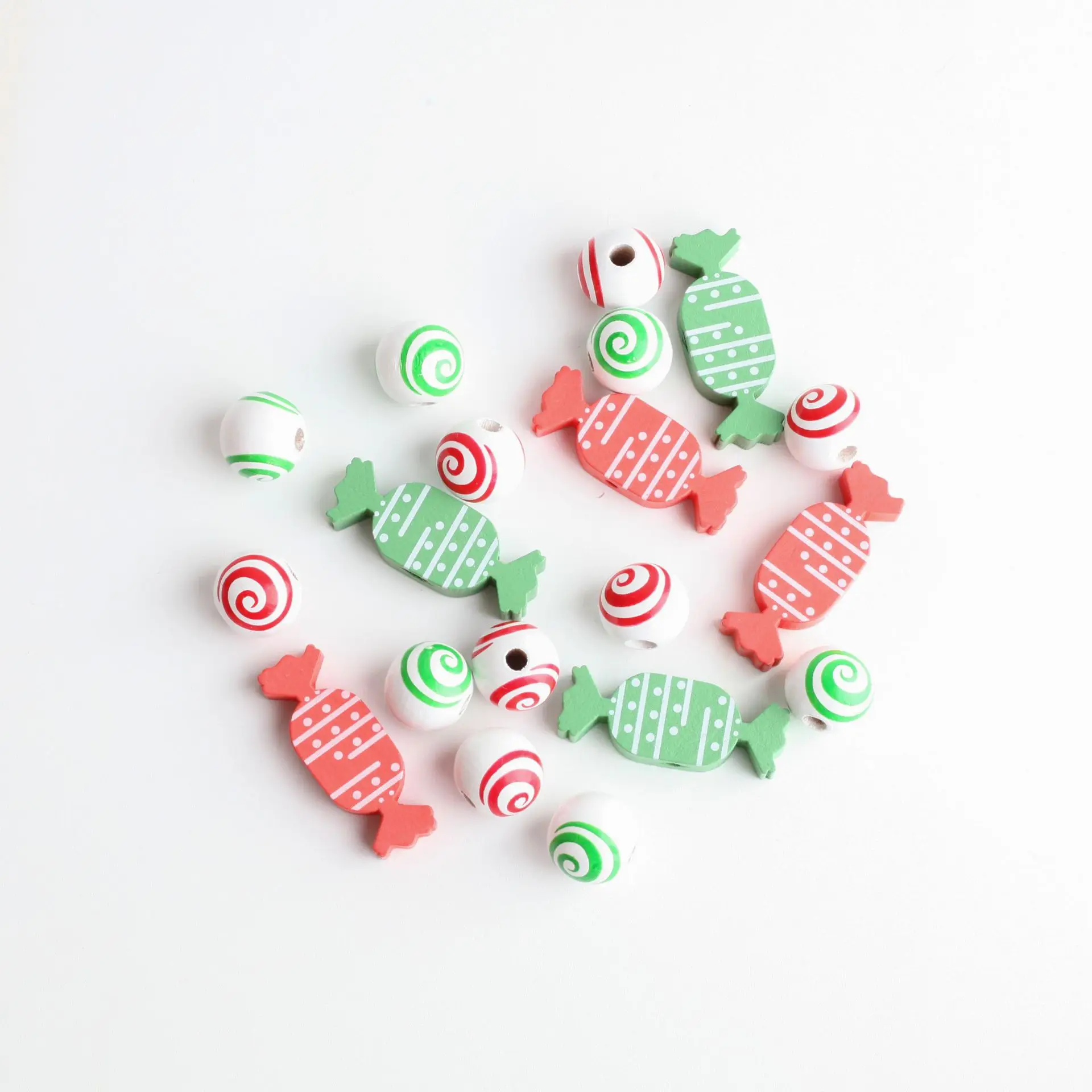 

New Christmas Wooden Bead Colorful Candy Wood Bead Hemp Rope Tassel Wooden Bead String DIY Accessories Beads For Jewelry Making