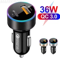36w car charger dual usb car charger fast charging mobile phone adapter for iphone 13 12 11 pro xiaomi 12 pd usb chargers in car