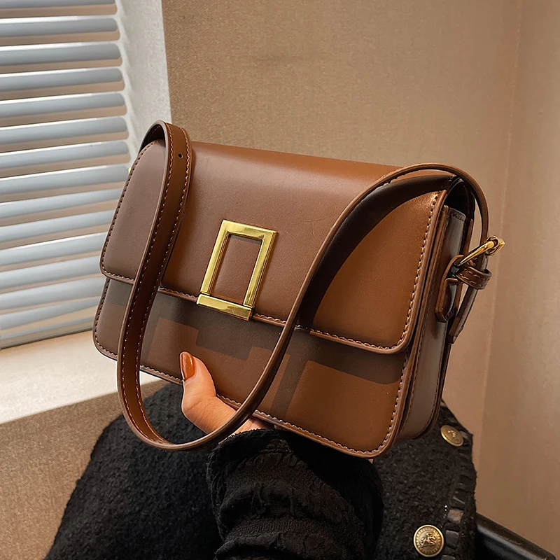 

Роскошные Дизайнерские винтажные сумки через плечо для женщин, осень 2023, новая популярная Маленькая женская Повседневная простая кожаная сумка через плечо