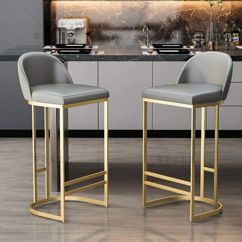 

Скандинавский Золотой роскошный минималистичный офисный высокий барный стул, обеденный мягкий эргономичный офисный стул, Парикмахерская мебель для бара XY50BC